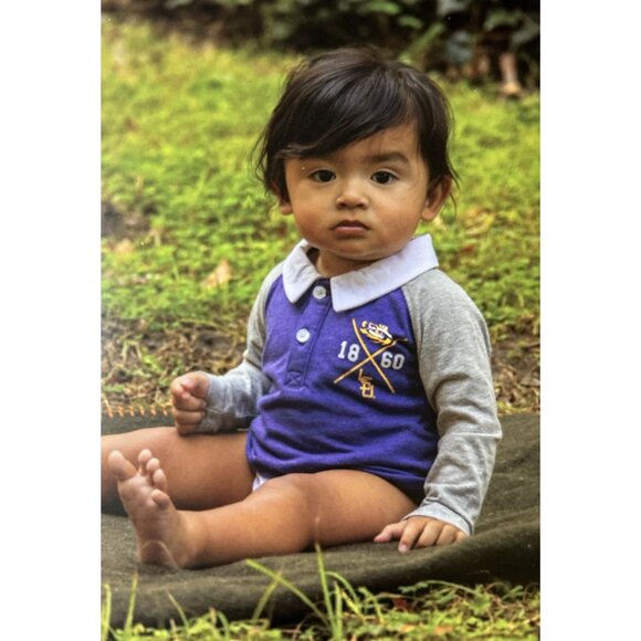 New Infant Colosseum Purple LSU Tigers Rugby Long Sleeve Bodysuit Snap 6-12M - Picture 1 of 7